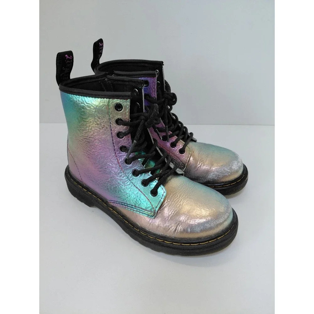 Dr. Martens AirWair 1460 J Multi Rainbow Crinkle Boots Kids Size 2